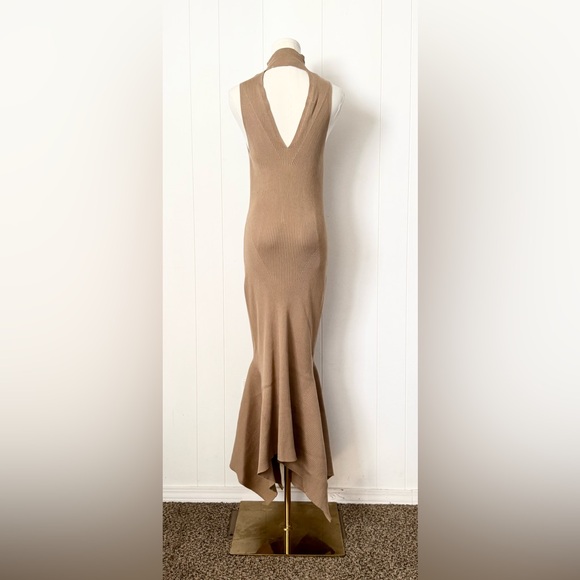 Anthropologie NWOT Mock Neck Midi Dress Cedar Tan Medium - Picture 6 of 10